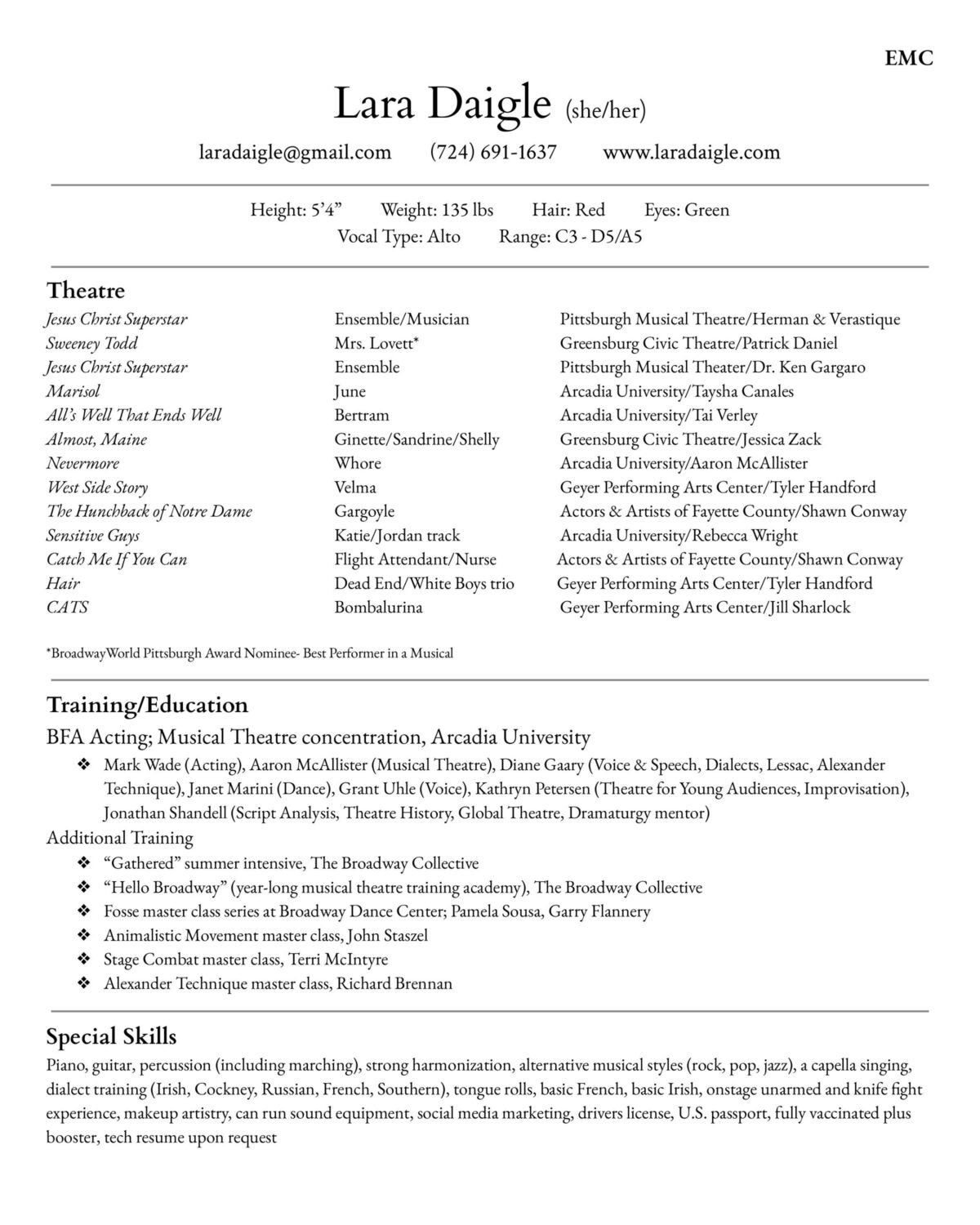 Lara Daigle resume